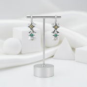 Star Rainbow Diamond Hoop Earrings-Black Diamonds New York