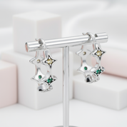 Star Rainbow Diamond Hoop Earrings-Black Diamonds New York