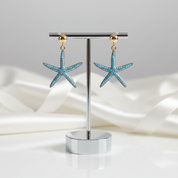Blue Starfish Earrings-Black Diamonds New York