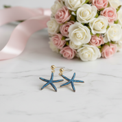 Blue Starfish Earrings-Black Diamonds New York