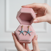 Blue Starfish Earrings-Black Diamonds New York