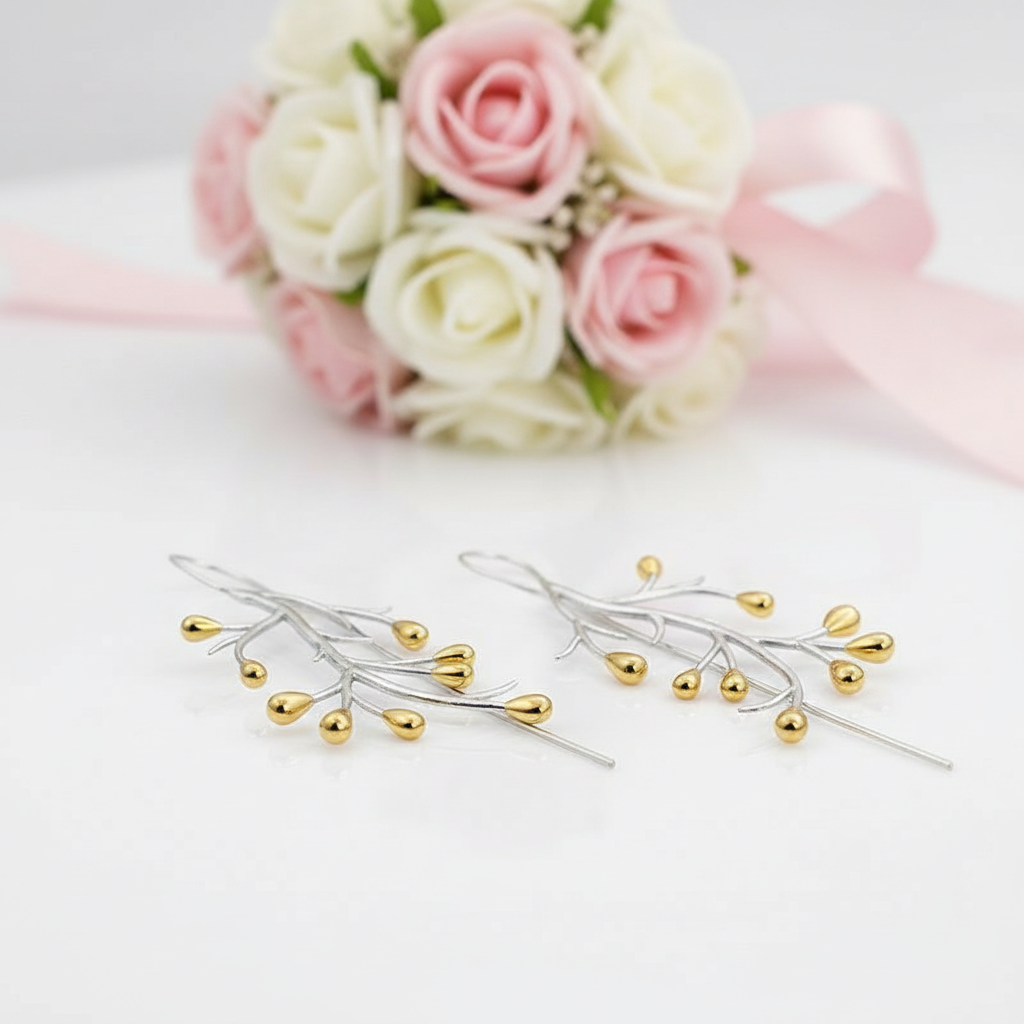 Statement Tree Fashion Drop Earrings-Black Diamonds New York