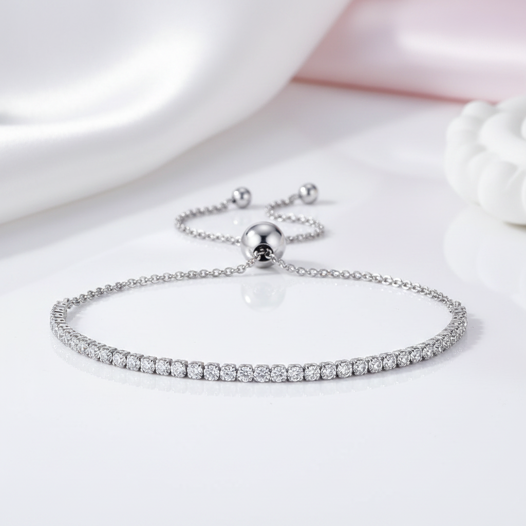 Sterling Silver Sparking Tennis Bolo Bracelet-Black Diamonds New York
