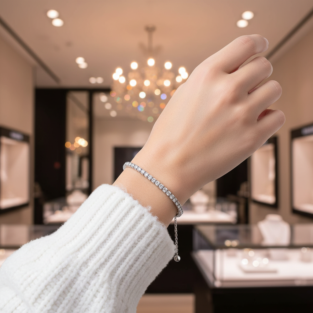 Sterling Silver Sparking Tennis Bolo Bracelet-Black Diamonds New York