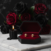 Street Punk Golden Skull Pave Stud Earrings-Black Diamonds New York