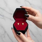 Street Punk Golden Skull Pave Stud Earrings-Black Diamonds New York