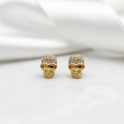 Street Punk Golden Skull Pave Stud Earrings-Black Diamonds New York