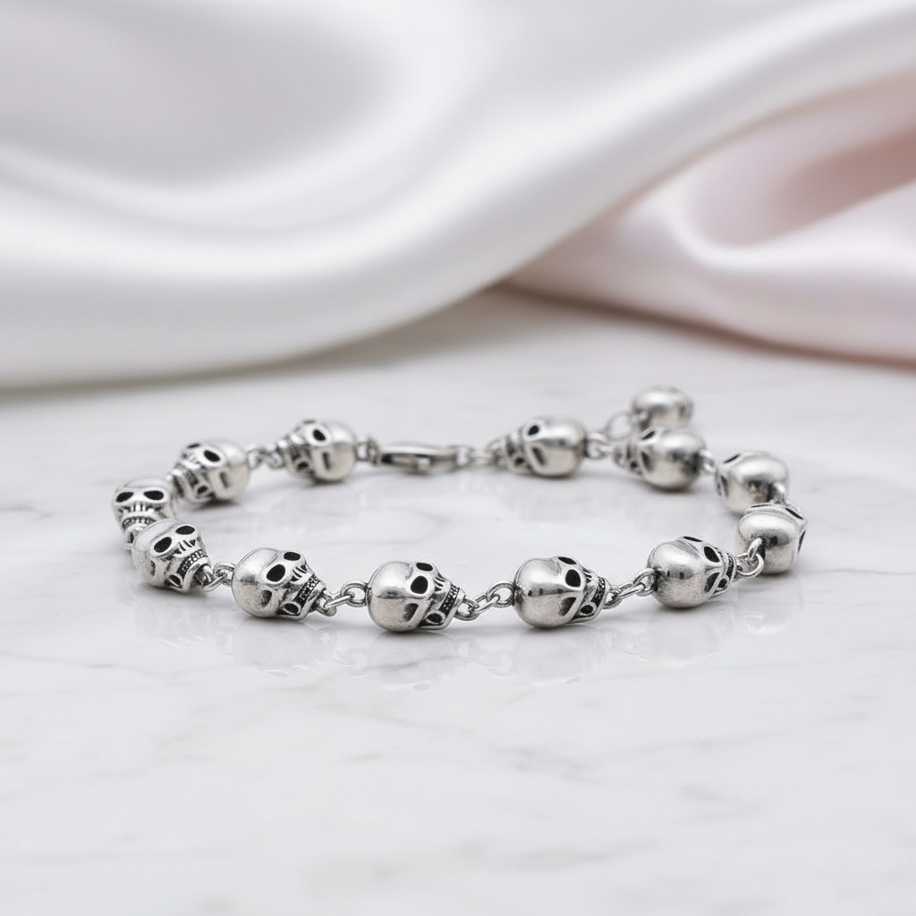 Street Rebel Gothic Skull Bracelet-Black Diamonds New York