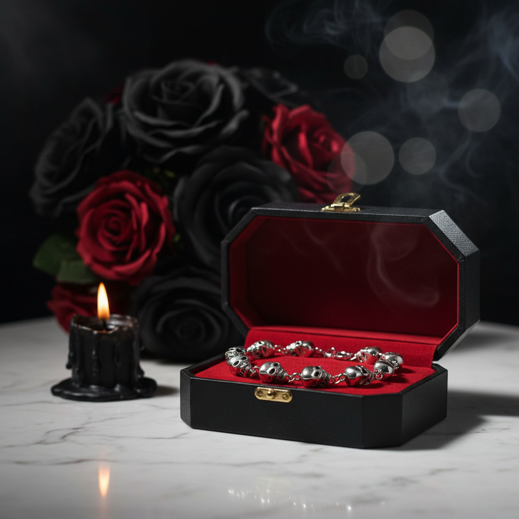 Street Rebel Gothic Skull Bracelet-Black Diamonds New York