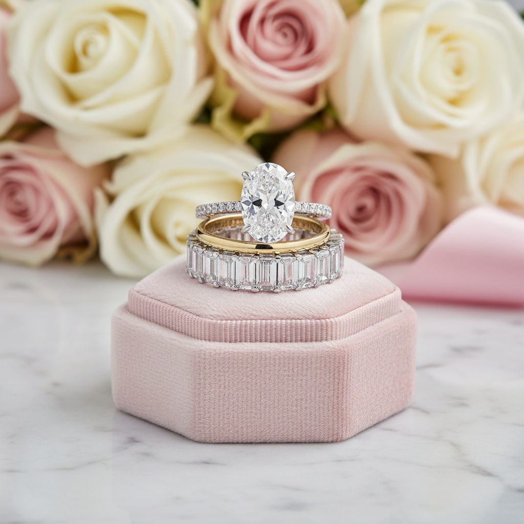 Stunning 3.5 Carat Oval Cut 3PC Bridal Ring Set-Black Diamonds New York