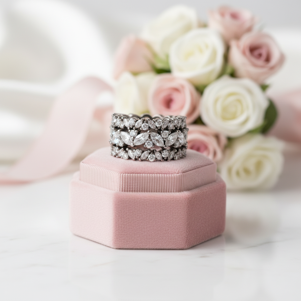 Stunning 3PC Simulated Diamond Option Wedding Band-Black Diamonds New York
