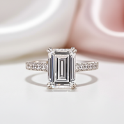 Stunning Emerald Cut Diamond Engagement Ring-Black Diamonds New York