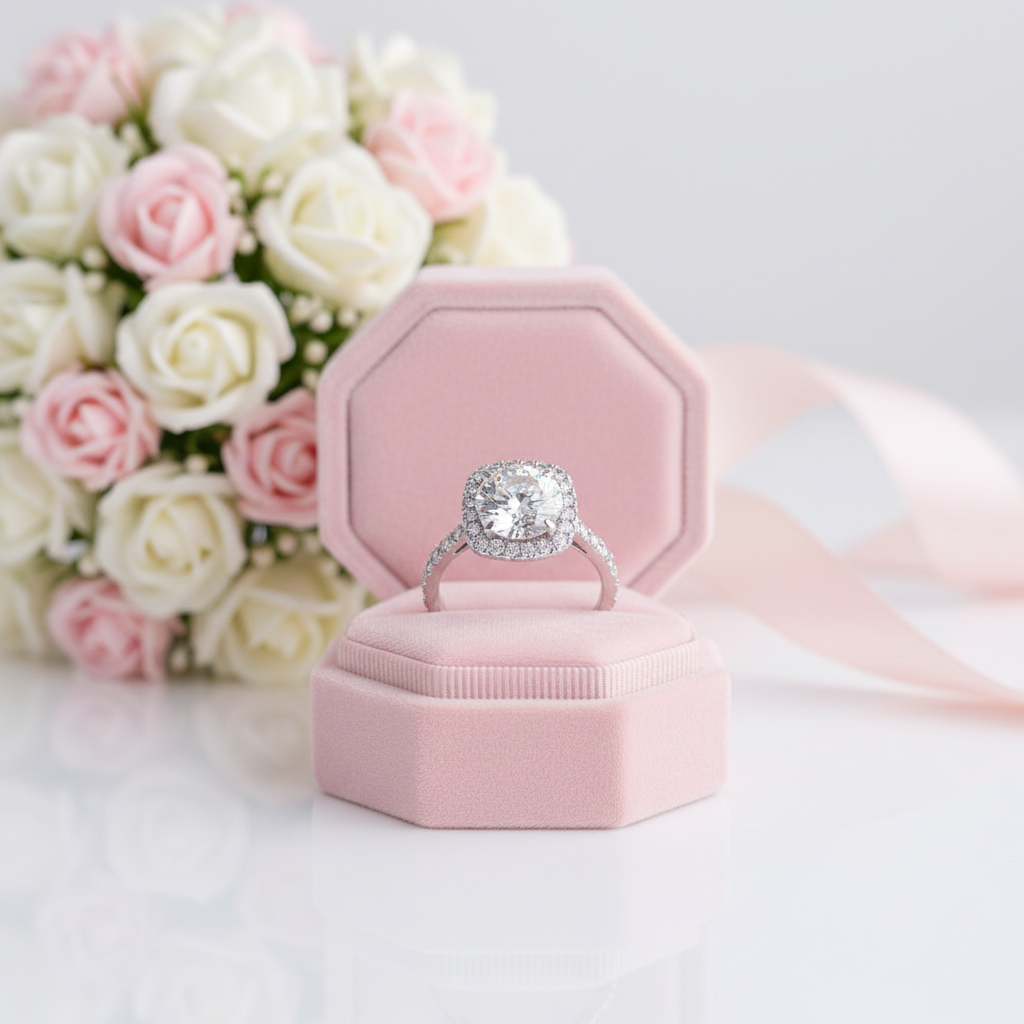 Stunning Halo Round Cut Diamond Option Engagement Ring-Black Diamonds New York