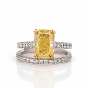 Stunning Radiant Cut Yellow Sapphire Ring Set-Black Diamonds New York