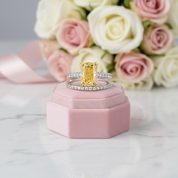 Stunning Radiant Cut Yellow Sapphire Ring Set-Black Diamonds New York