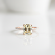 Stunning Yellow Gold Radiant Cut Light Yellow Sapphire Engagement Ring-Black Diamonds New York
