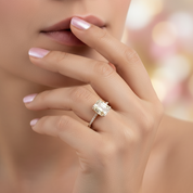 Stunning Yellow Gold Radiant Cut Light Yellow Sapphire Engagement Ring-Black Diamonds New York