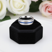 Stylish 8mm Tungsten Men's Wedding Band-Black Diamonds New York