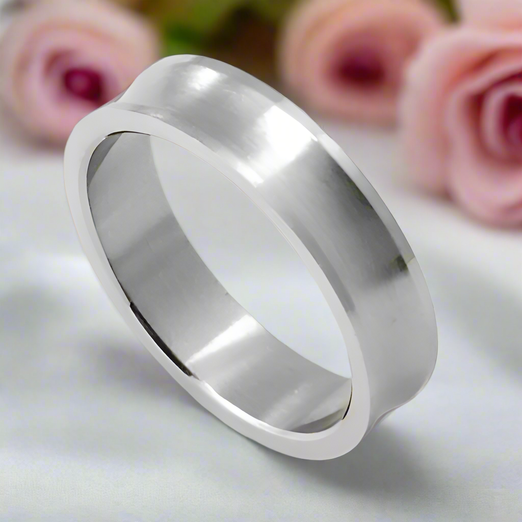 Stylish Concave Brush Men's Ring Band-Black Diamonds New York