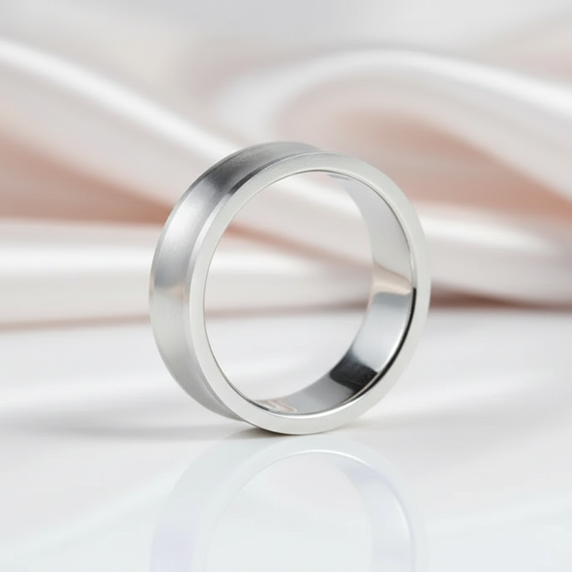 Stylish Concave Brush Men's Ring Band-Black Diamonds New York