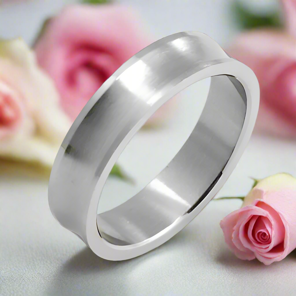 Stylish Concave Brush Men's Ring Band-Black Diamonds New York