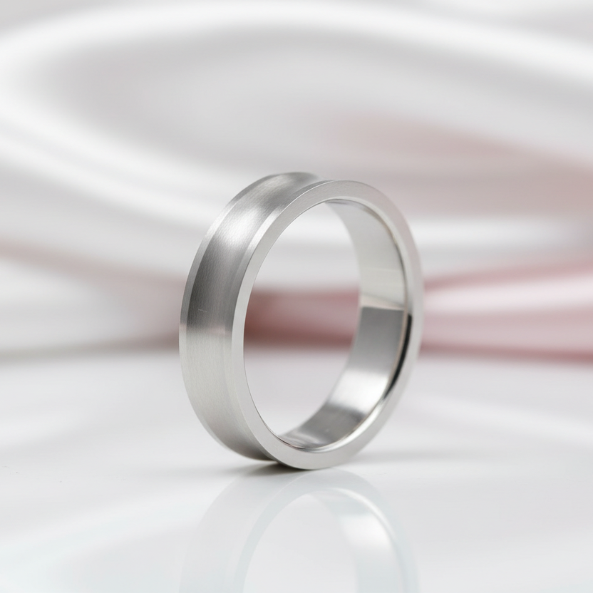 Stylish Concave Brush Men's Ring Band-Black Diamonds New York