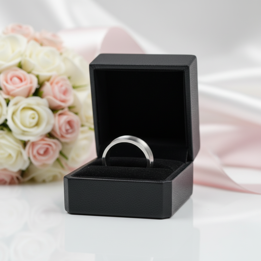 Stylish Concave Brush Men's Ring Band-Black Diamonds New York