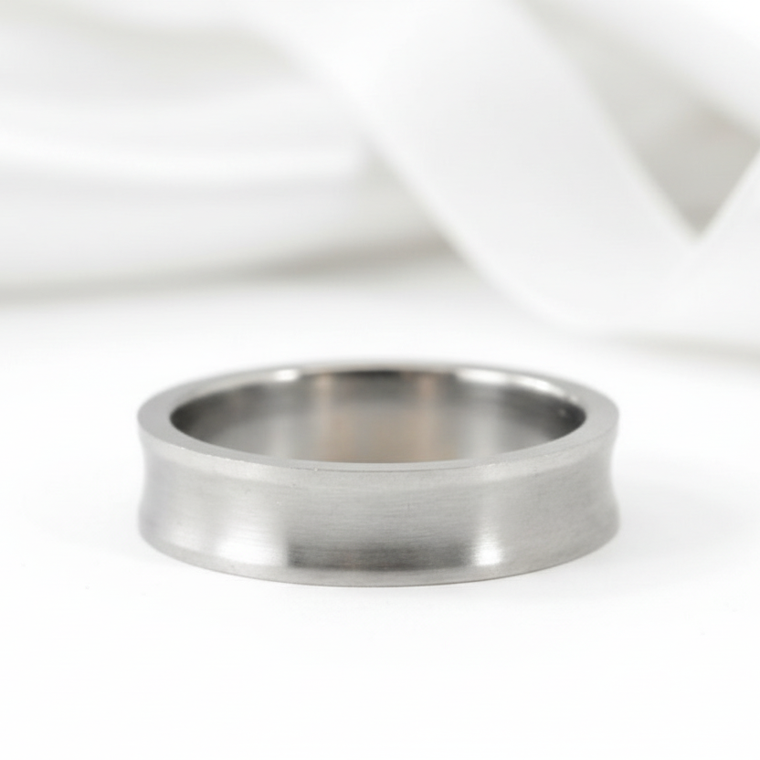 Stylish Concave Brush Men's Ring Band-Black Diamonds New York