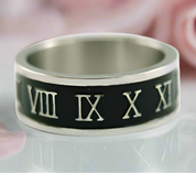 Stylish Roman Number Stainless Steel Ring Band-Black Diamonds New York