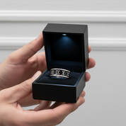 Stylish Roman Number Stainless Steel Ring Band-Black Diamonds New York