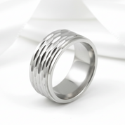 Stylish Stainless Steel Men's Ring Band-Black Diamonds New York
