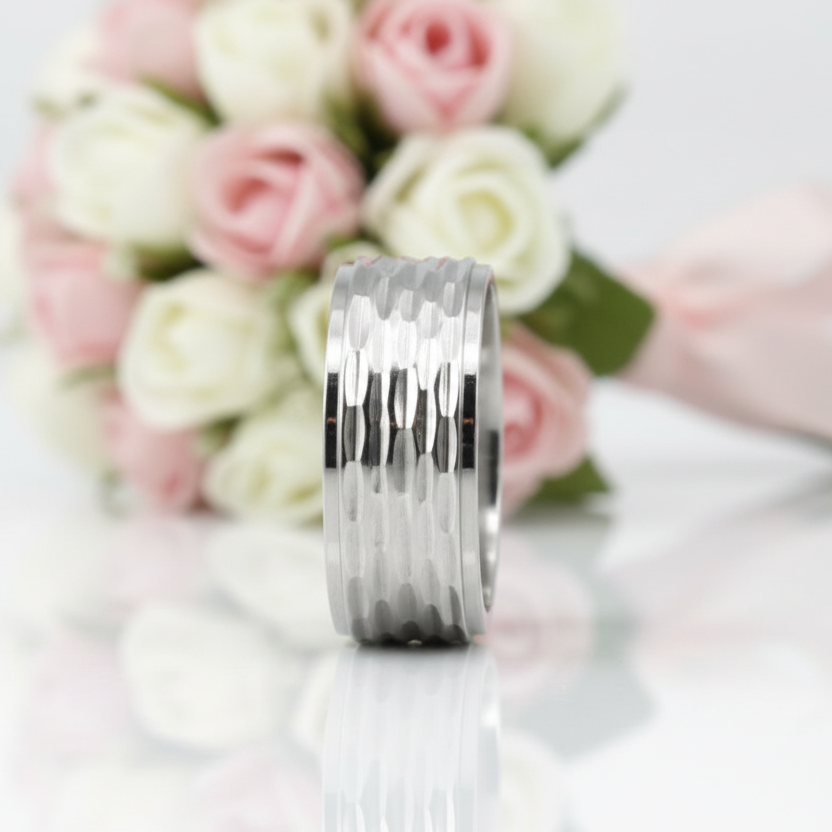 Stylish Stainless Steel Men's Ring Band-Black Diamonds New York
