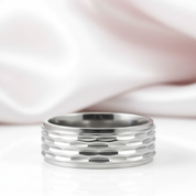 Stylish Stainless Steel Men's Ring Band-Black Diamonds New York