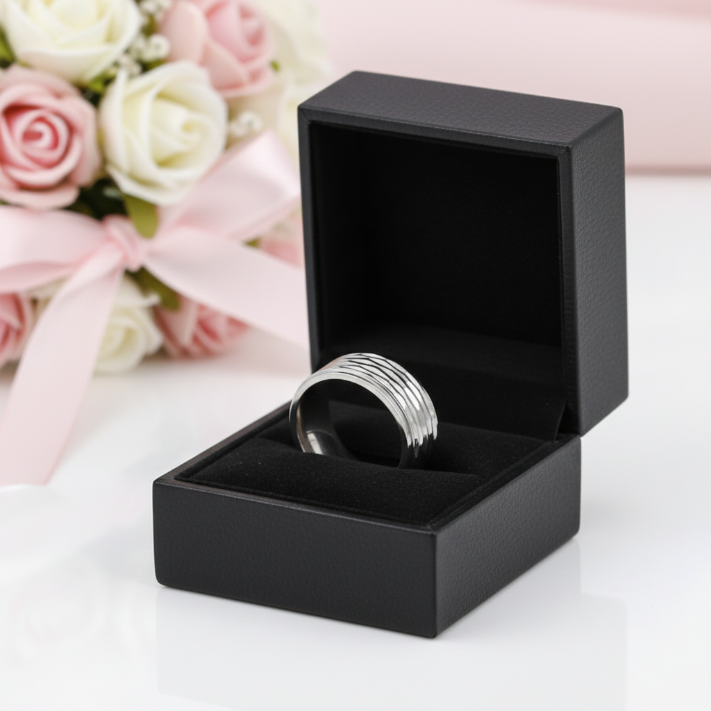 Stylish Stainless Steel Men's Ring Band-Black Diamonds New York