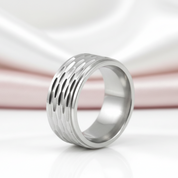 Stylish Stainless Steel Men's Ring Band-Black Diamonds New York