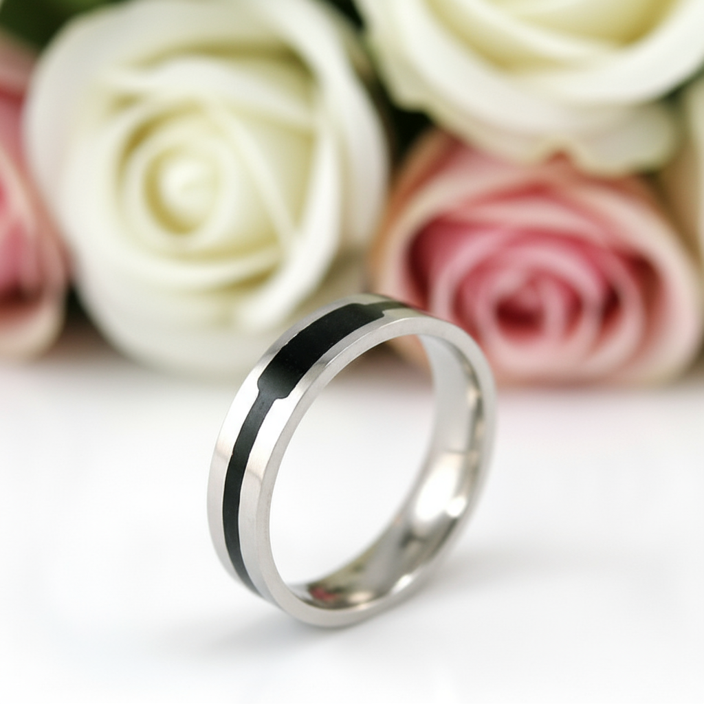 Stylish Stainless Steel Men's Ring Band-Black Diamonds New York