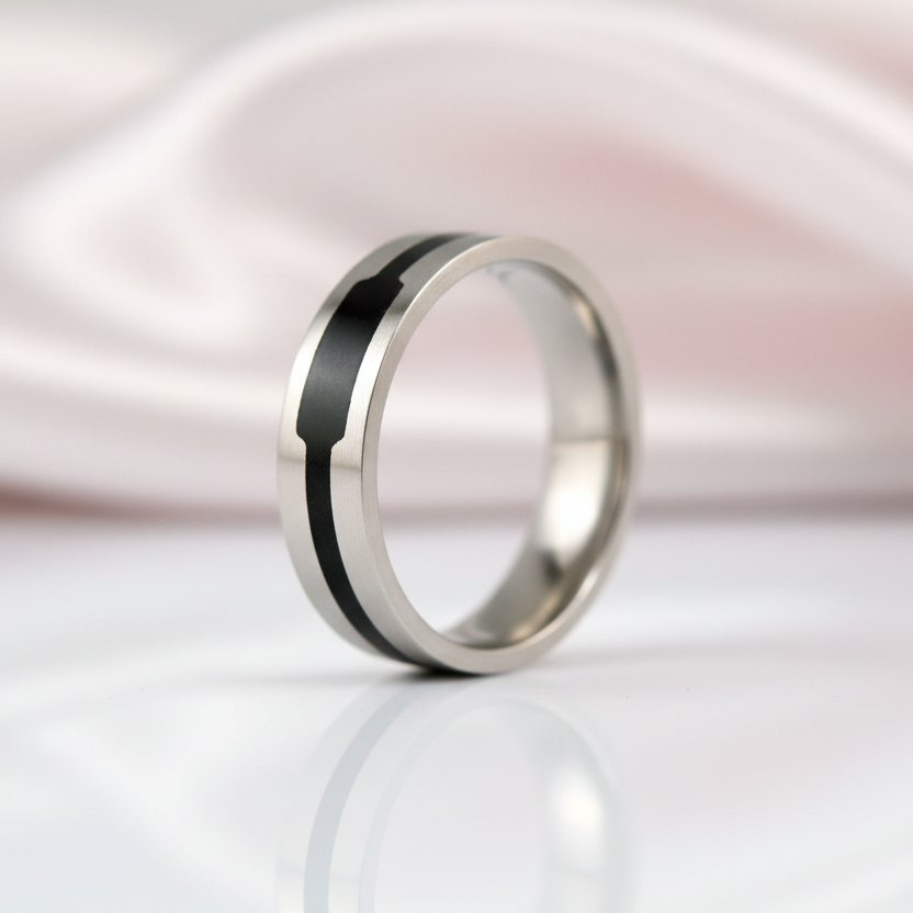 Stylish Stainless Steel Men's Ring Band-Black Diamonds New York