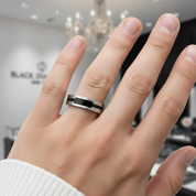 Stylish Stainless Steel Men's Ring Band-Black Diamonds New York