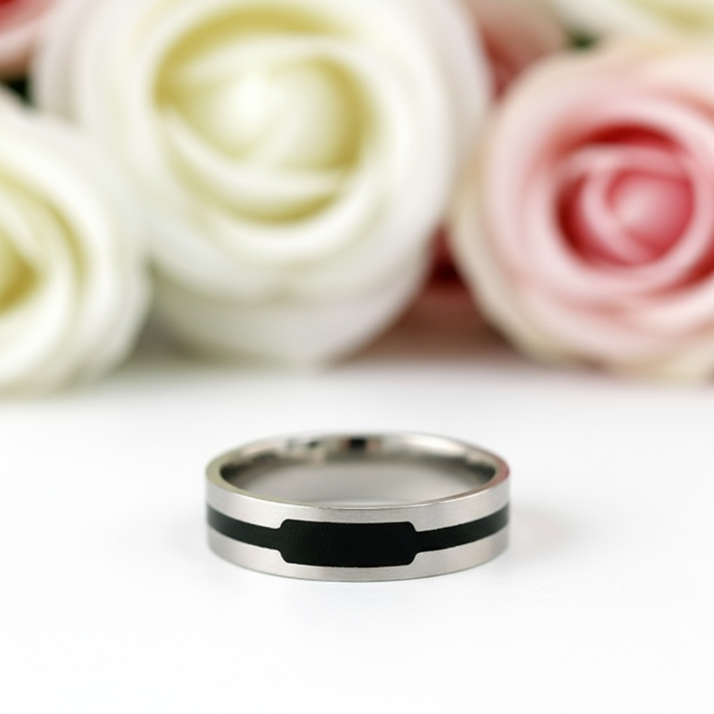 Stylish Stainless Steel Men's Ring Band-Black Diamonds New York