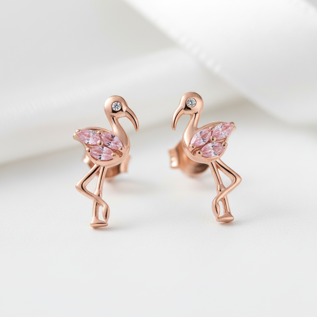 Summer Flamingos Stud Earrings-Black Diamonds New York