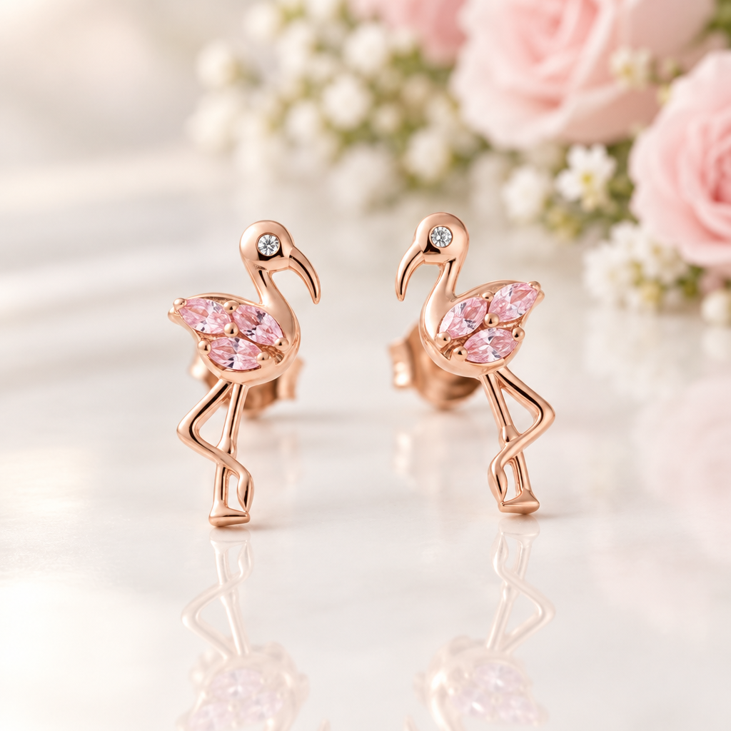 Summer Flamingos Stud Earrings-Black Diamonds New York