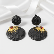 Sun Chaser Garnet Handmade Gemstone Drop Earrings-Black Diamonds New York