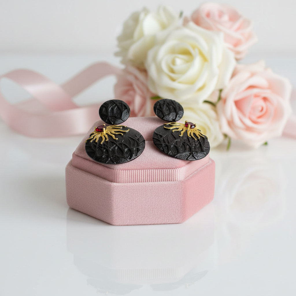 Sun Chaser Garnet Handmade Gemstone Drop Earrings-Black Diamonds New York