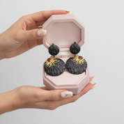 Sun Chaser Garnet Handmade Gemstone Drop Earrings-Black Diamonds New York