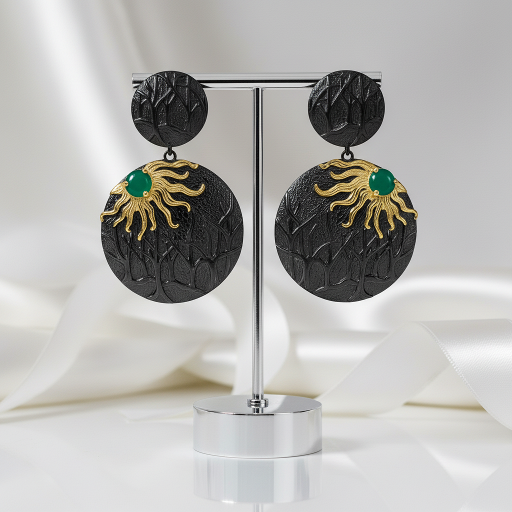 Sun Chaser Green Agate Gemstone Drop Earrings-Black Diamonds New York