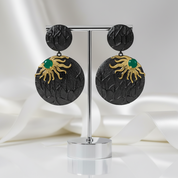 Sun Chaser Green Agate Gemstone Drop Earrings-Black Diamonds New York