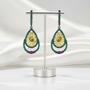 Sun Flower Handmade Flower Dangle Earrings-Black Diamonds New York