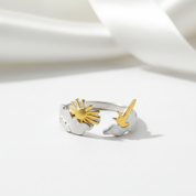 Sunrise & Bird Moment Adjustable Ring-Black Diamonds New York