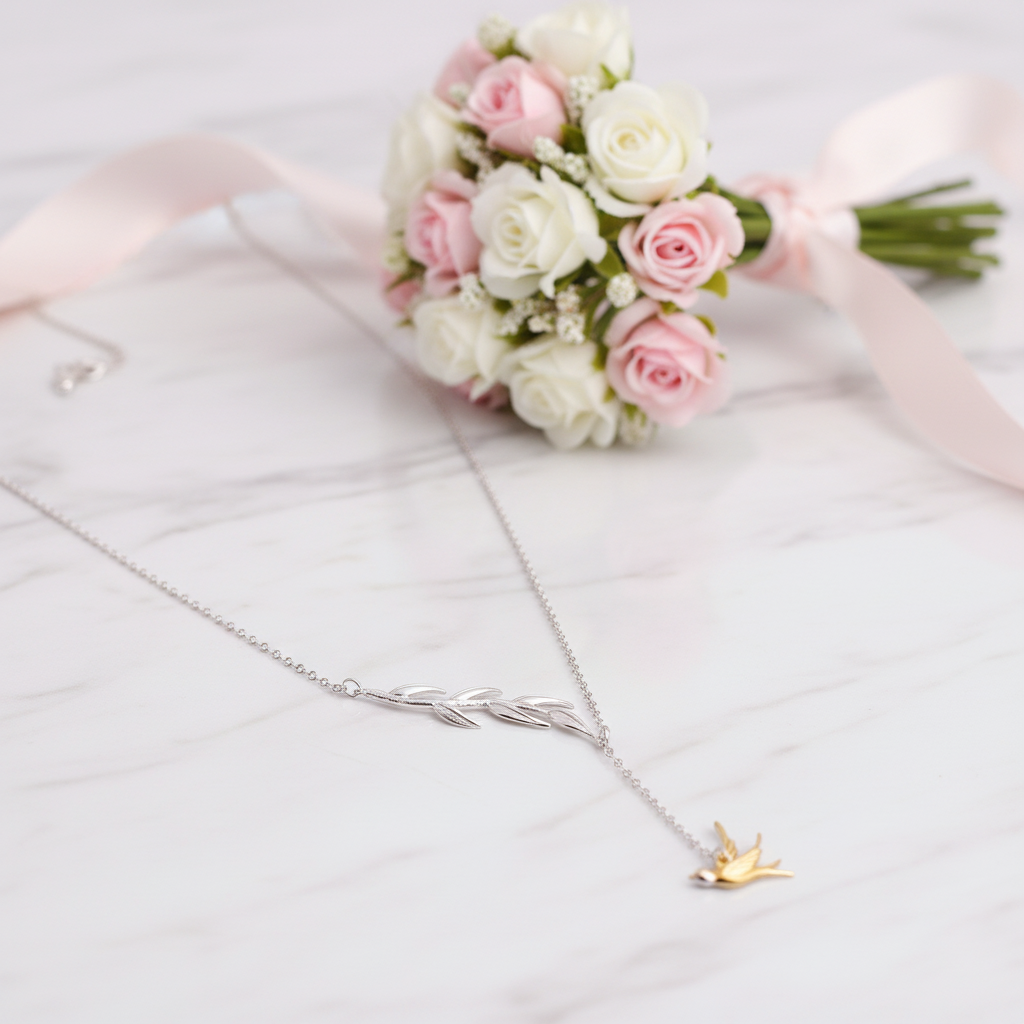 Swallow Willow Branch Asymmetrical Necklace-Black Diamonds New York