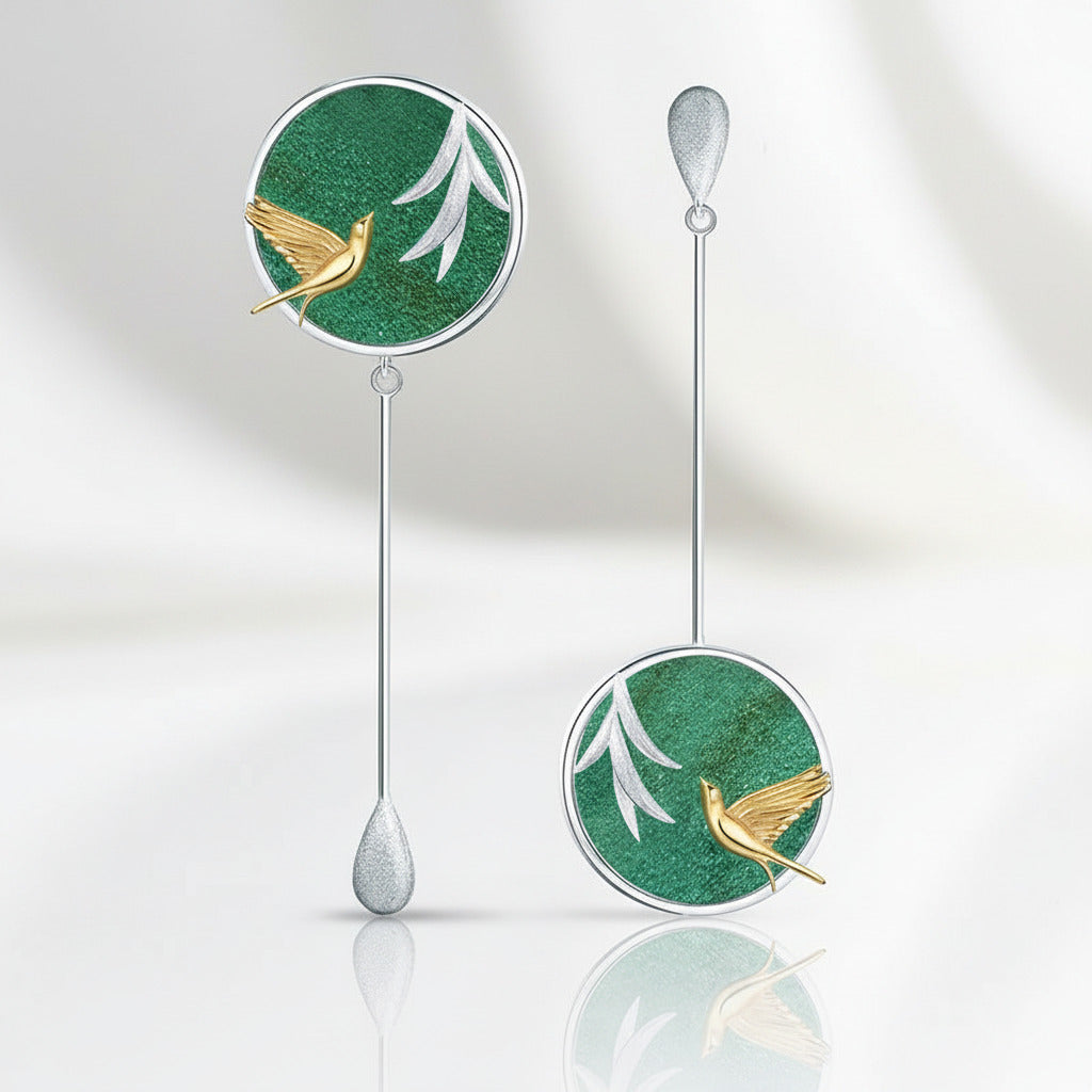 Swallow & Willow in Spring Wind Earrings-Black Diamonds New York